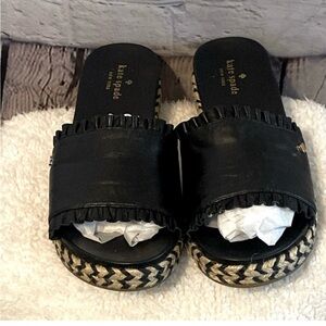 “KATE SPADE” Zahara Women’s Sandals…Sz 8 …Black Leather Slides